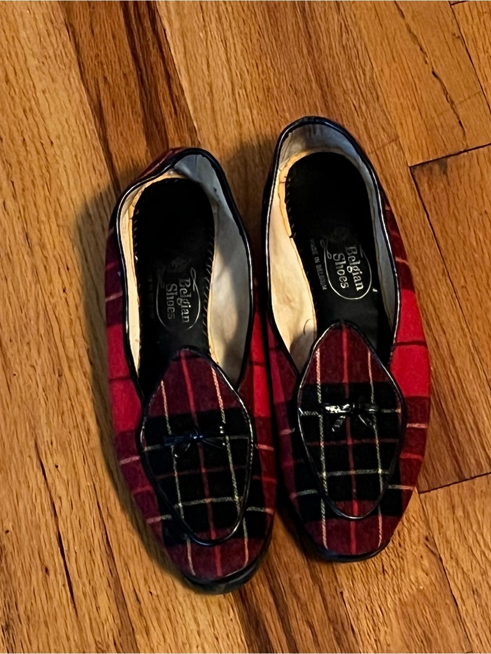 Red Plaid Loafers for Women